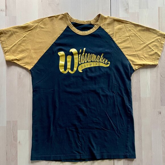 Widowmaker Brewing Men's Black & Yellow Raglan Baseball T-Shirt size Small - Picture 1 of 4